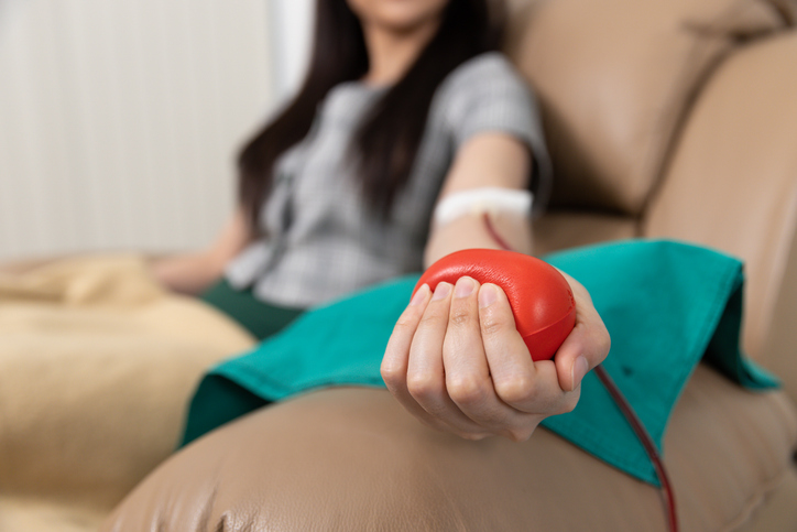 Woman testing her vein health