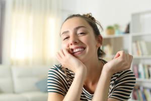 Girl smiling with healthy teeth