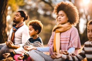 Group meditating to get rid of stress