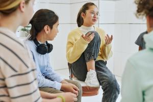 Students discussing mental health topics