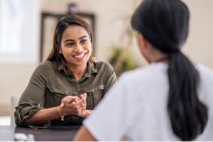 Patient speaking with provider about mental health